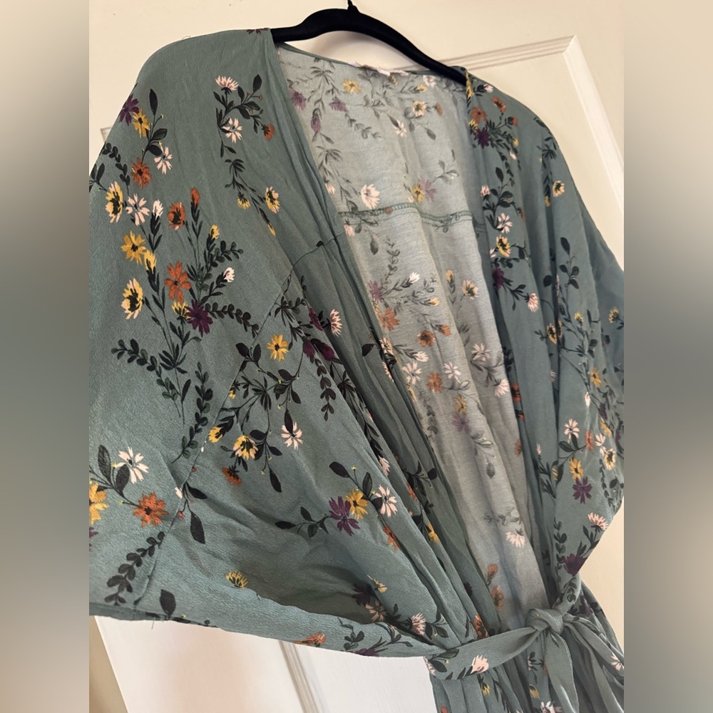 Floral Kimono Robe in Green